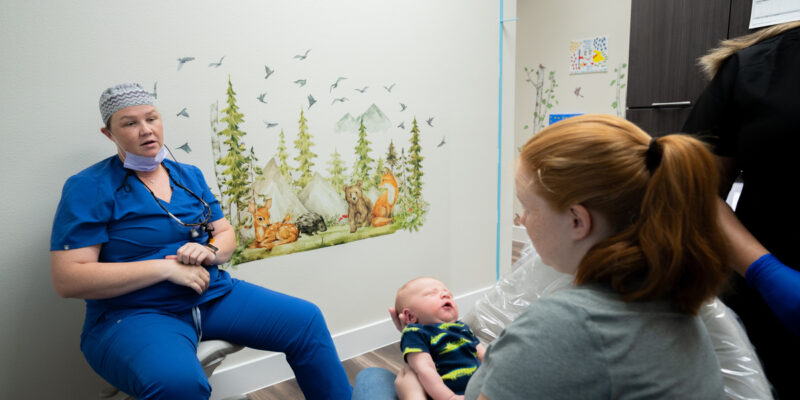dentist with client